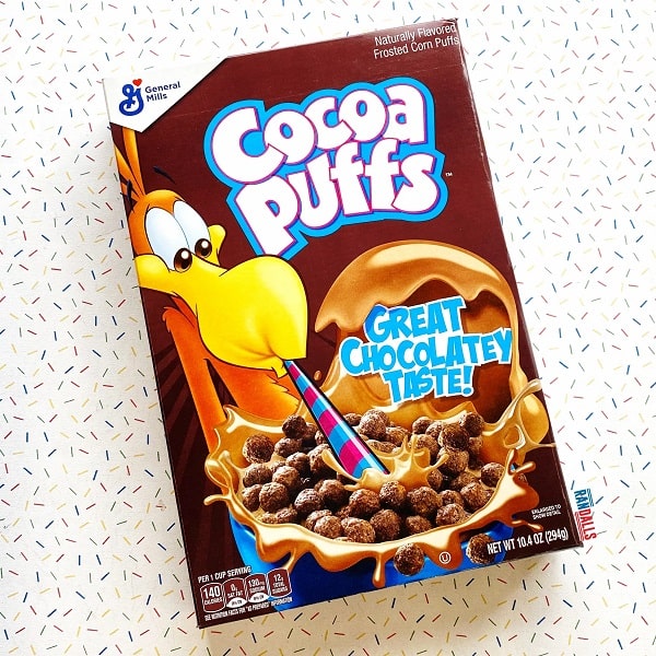 printed chocolate cereal boxes